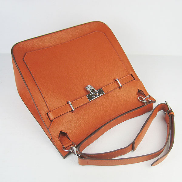 Replica Hermes Jypsiere Fjord Leather Messenger Bag Orange H6508 - 1:1 Copy